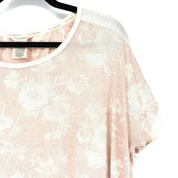 Lucky Brand Women's Size XXL Floral Top & Short 2 Piece Pajama Set Pink Cream - Picture 8 of 10